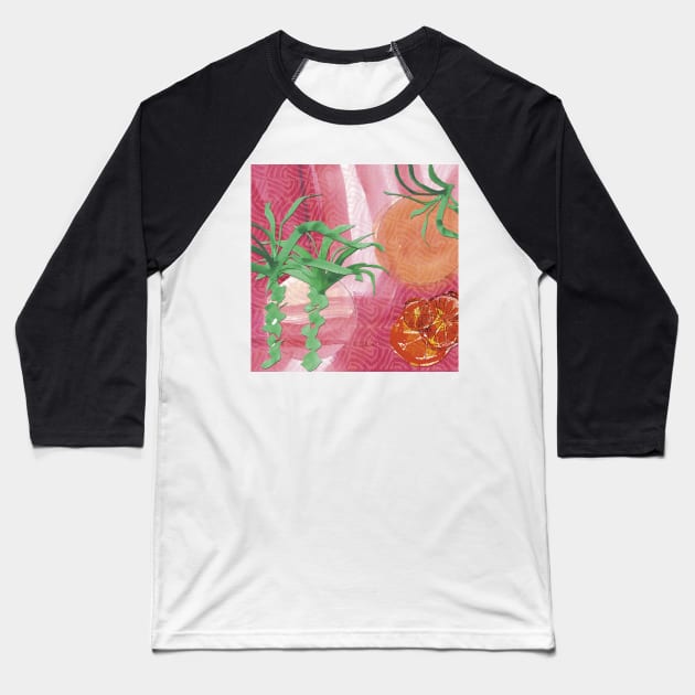 Tropical Sunset Baseball T-Shirt by lizplummer